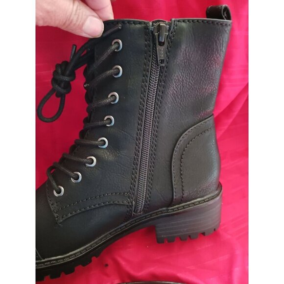 Seychelles Womens Black Combat Boots 6.5M Amy Lace-Up & Side Zipper - Picture 7 of 13